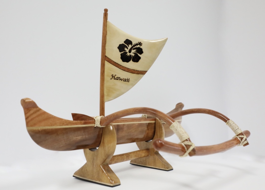 Wood canoe medium with sail